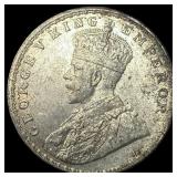 1919 British-India Silver 1 Rupee ABOUT UNCIRCULAT