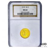 1915 $2.50 Gold Quarter Eagle NGC MS64