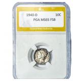 1940-D Mercury Silver Dime PGA MS65 FSB
