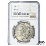 1891 Morgan Silver Dollar NGC AU55