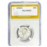 1918-S Standing Liberty Quarter PGA MS65