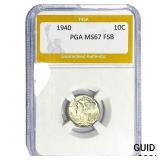 1940 Mercury Silver Dime PGA MS67 FSB
