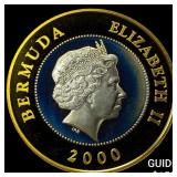 2000 Bermuda Silver/Gold Plated 1 Dollar Proof