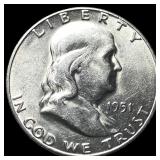 1951-S Silver Half Dollar Franklin CHOICE AU