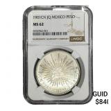1901CN JQ Mexico Silver 1 Peso NGC MS62
