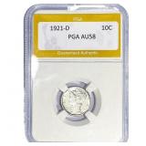 1921-D Mercury Silver Dime PGA AU58