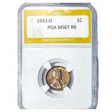 1933-D Wheat Cent PGA MS67 RB