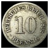 1892 Germany Copper-Nickel 10 Pfenning