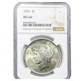 1923 Silver Peace Dollar NGC MS66