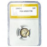 1940-D Mercury Silver Dime PGA MS65 FSB