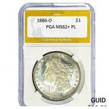 1886-O Morgan Silver Dollar PGA MS62+ PL