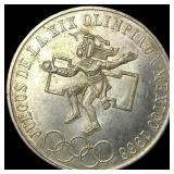 1968 Mexico Silver 25 Pesos Olympic Coin CHOICE AU
