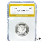 1920 Mercury Silver Dime PGA MS65 FSB