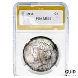 1934 Silver Peace Dollar PGA MS65