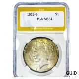 1922-S Silver Peace Dollar PGA MS64