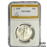 1938 Walking Liberty Half Dollar PGA MS65
