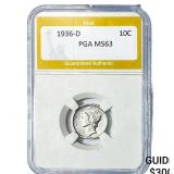 1936-D Mercury Silver Dime PGA MS63