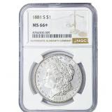 1881-S Morgan Silver Dollar NGC MS66+