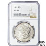 1881-S Morgan Silver Dollar NGC MS66