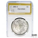1881-S Morgan Silver Dollar PGA MS64