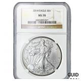 2014 Silver Eagle NGC MS70