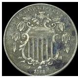 1868 Shield Nickel NEARLY UNCIRCULATED