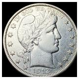 1912 Silver Half Dollar Barber CLOSELY UNCIRCULATE