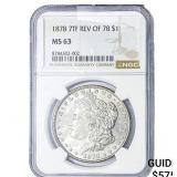 1878 7TF Morgan Silver Dollar NGC MS63