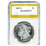 1897-S Morgan Silver Dollar PGA MS64 PL