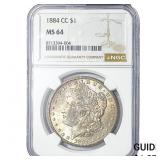 1884-CC Morgan Silver Dollar NGC MS64