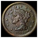 1857 Braided Hair Large Cent HIGH GRADE