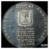 1973 Isreal Silver 10 Lirot Lettered Edge