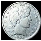 1908-D Silver Barber Half Dollar ABOUT UNCIRCULATE