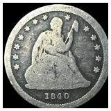 1840-O Silver Seated Liberty Quarter NICELY CIRCUL