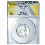 1955 Washington Silver Quarter ANACS PF65 obv cam