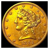 1882 $5 Liberty Head Half Eagle UNCIRCULATED