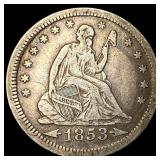 1853 Arrows Seated Liberty Quarter NEARLY UNCIRCUL
