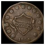 1864 Civil War Token - S.E. Hustler Troy Ohio LIGH