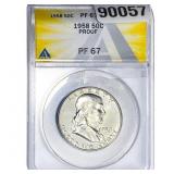 1958 Franklin Half Dollar ANACS PF67 PROOF