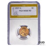 1937-S Wheat Cent PGA MS66 RD
