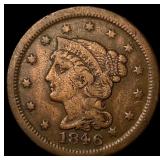 1846 Braided Hair Large Cent LIGHTLY CIRCULATED
