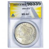 1921-S Morgan Silver Dollar ANACS MS62