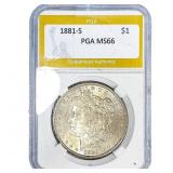 1881-S Morgan Silver Dollar PGA MS66