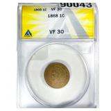 1868 Indian Head Cent ANACS VF30