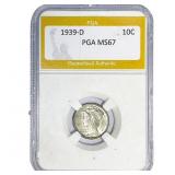 1939-D Mercury Silver Dime PGA MS67