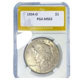1934-D Silver Peace Dollar PGA MS63