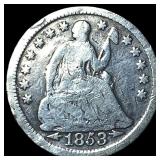 1853 Arrows Seated Liberty Half Dime NICELY CIRCUL