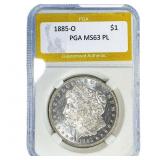 1885-O Morgan Silver Dollar PGA MS63 PL