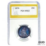 1874 Seated Liberty Quarter PGA MS62
