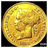 1868 Philippines Gold 1 Peso .0476 AGW